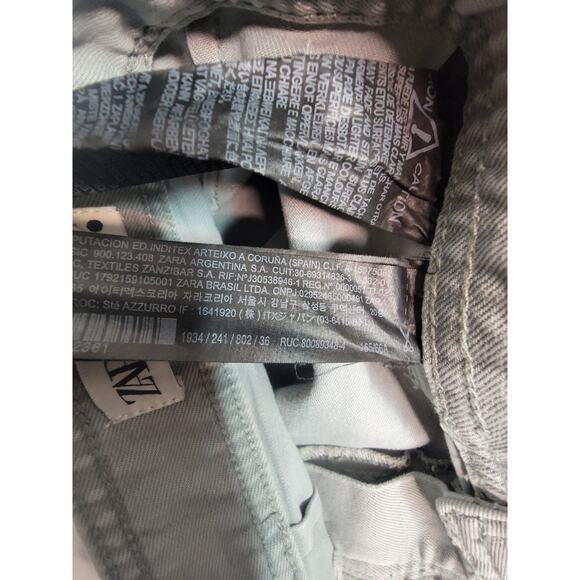 Zara The Marine Straight Jeans Womens Size 4 Green High Waist Wide Leg Raw Hem - Picture 7 of 9